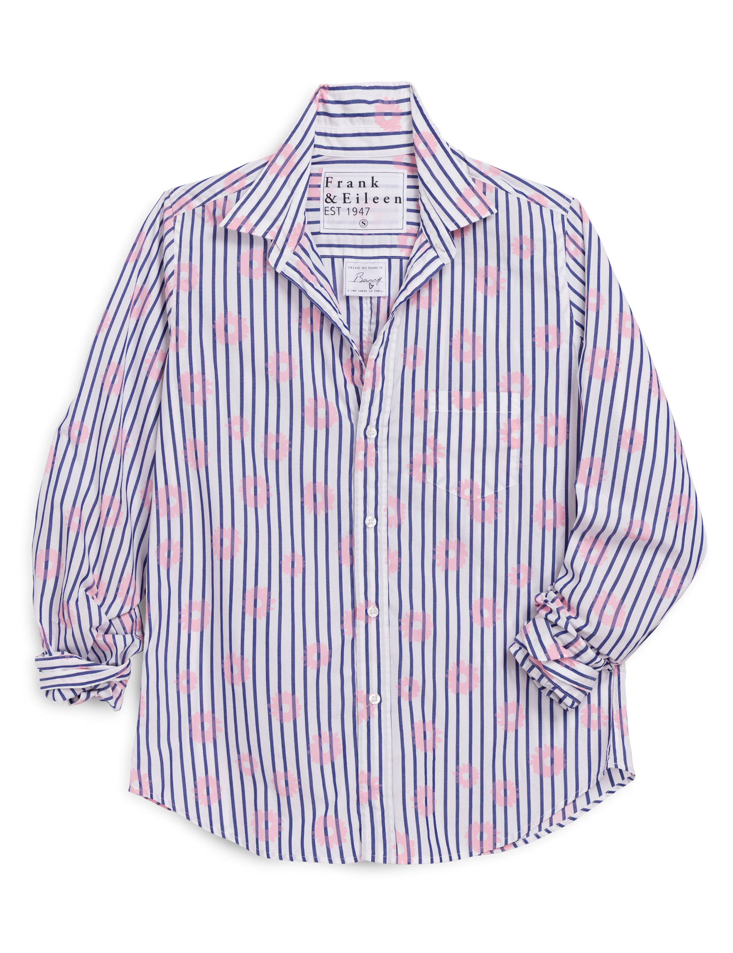 BARRY Pink Flowers with Blue Stripe, Italian Superluxe