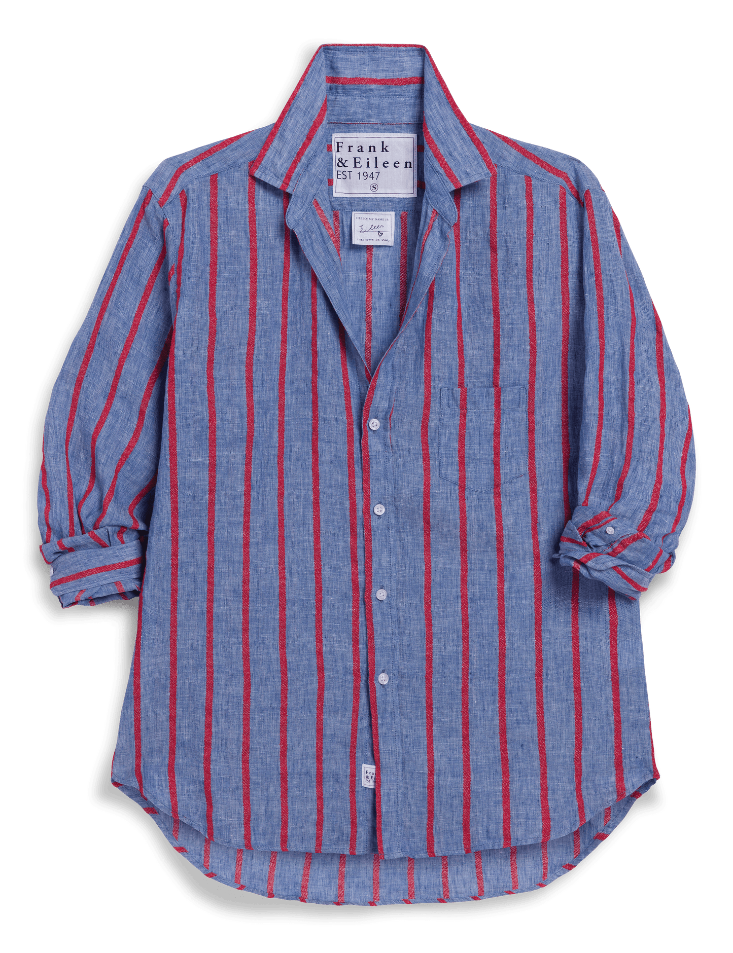 EILEEN Blue and Red Textured Stripe, Italian Classic Linen