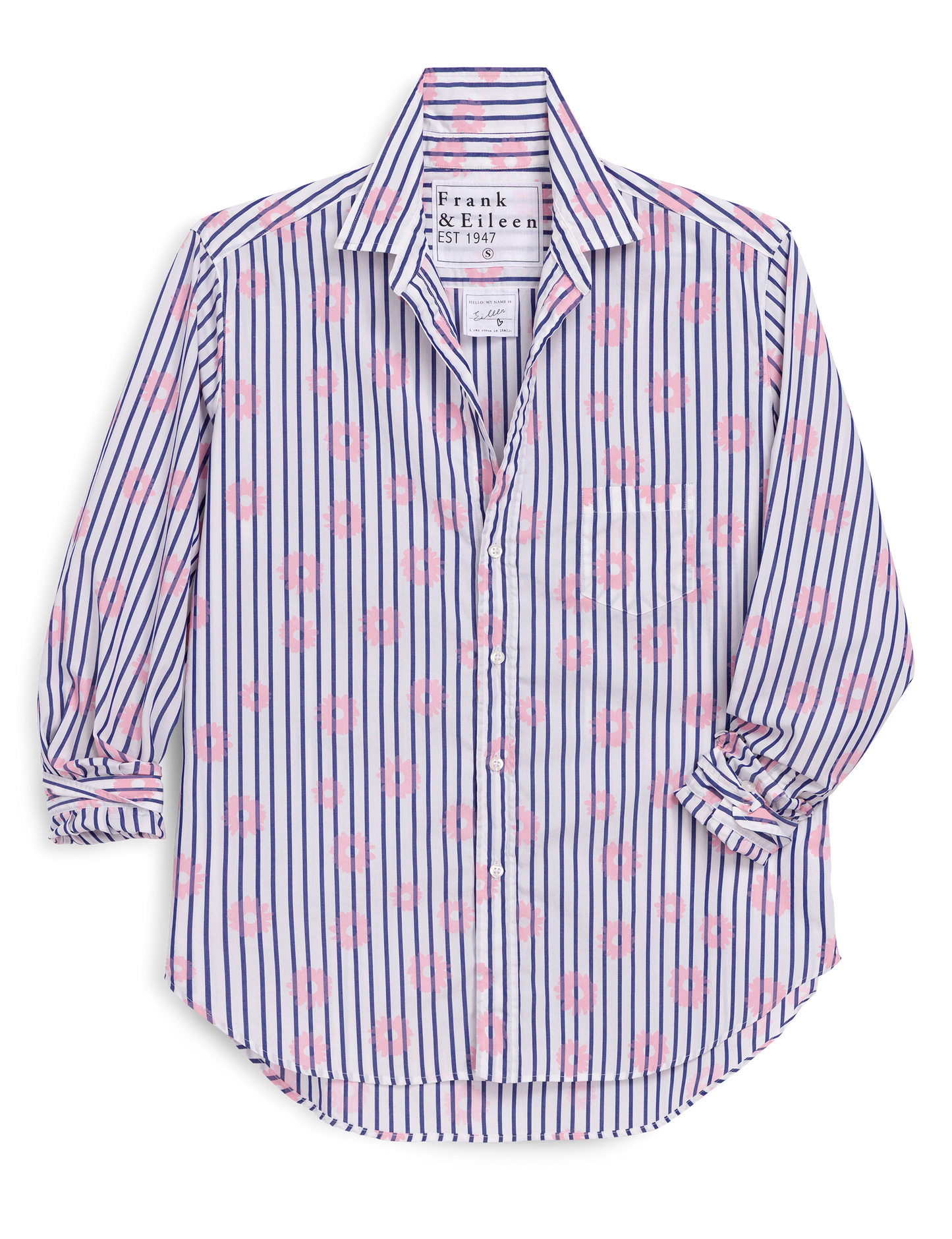 EILEEN Pink Flowers with Blue Stripe, Italian Superluxe