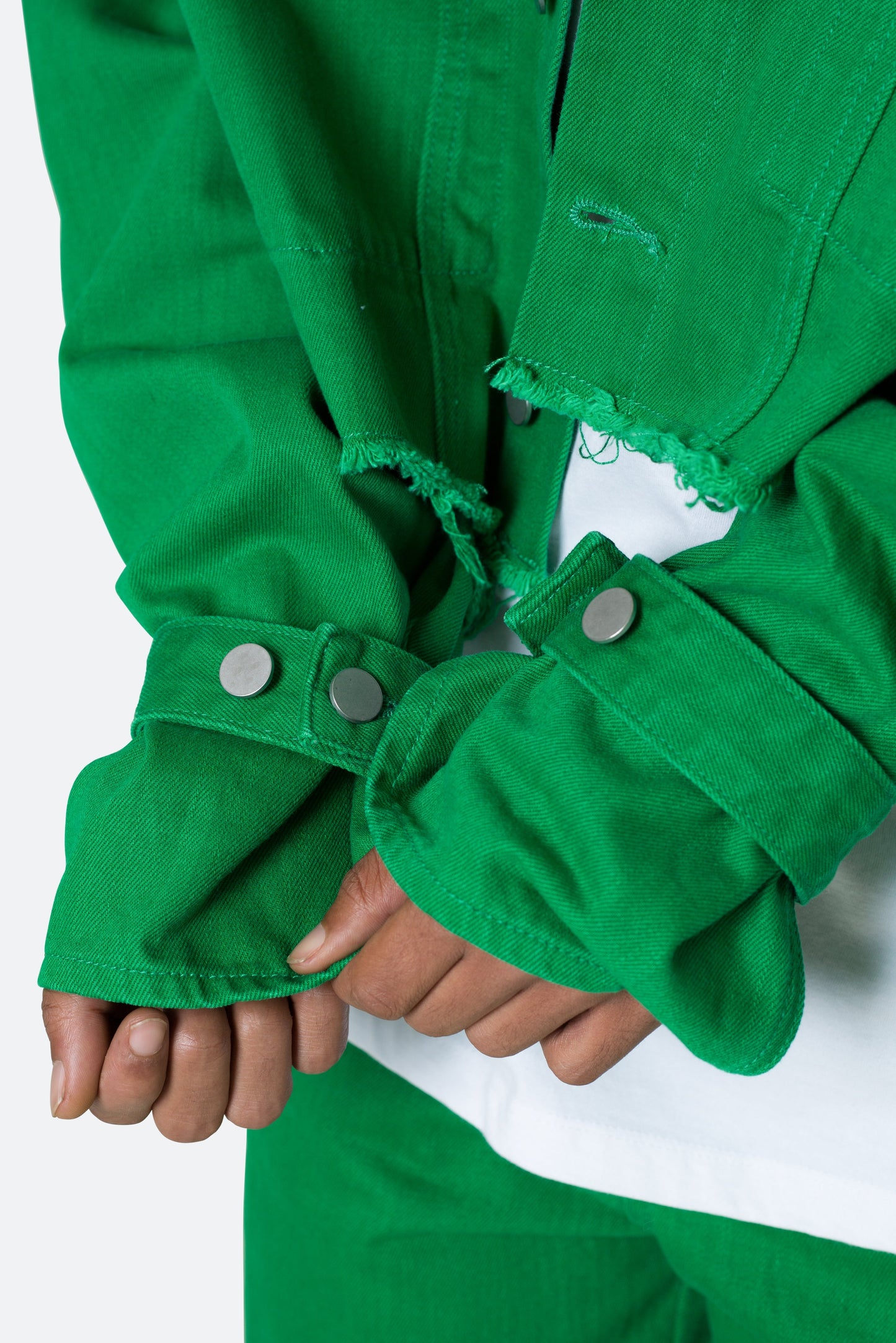 Frayed Denim Jacket - Green