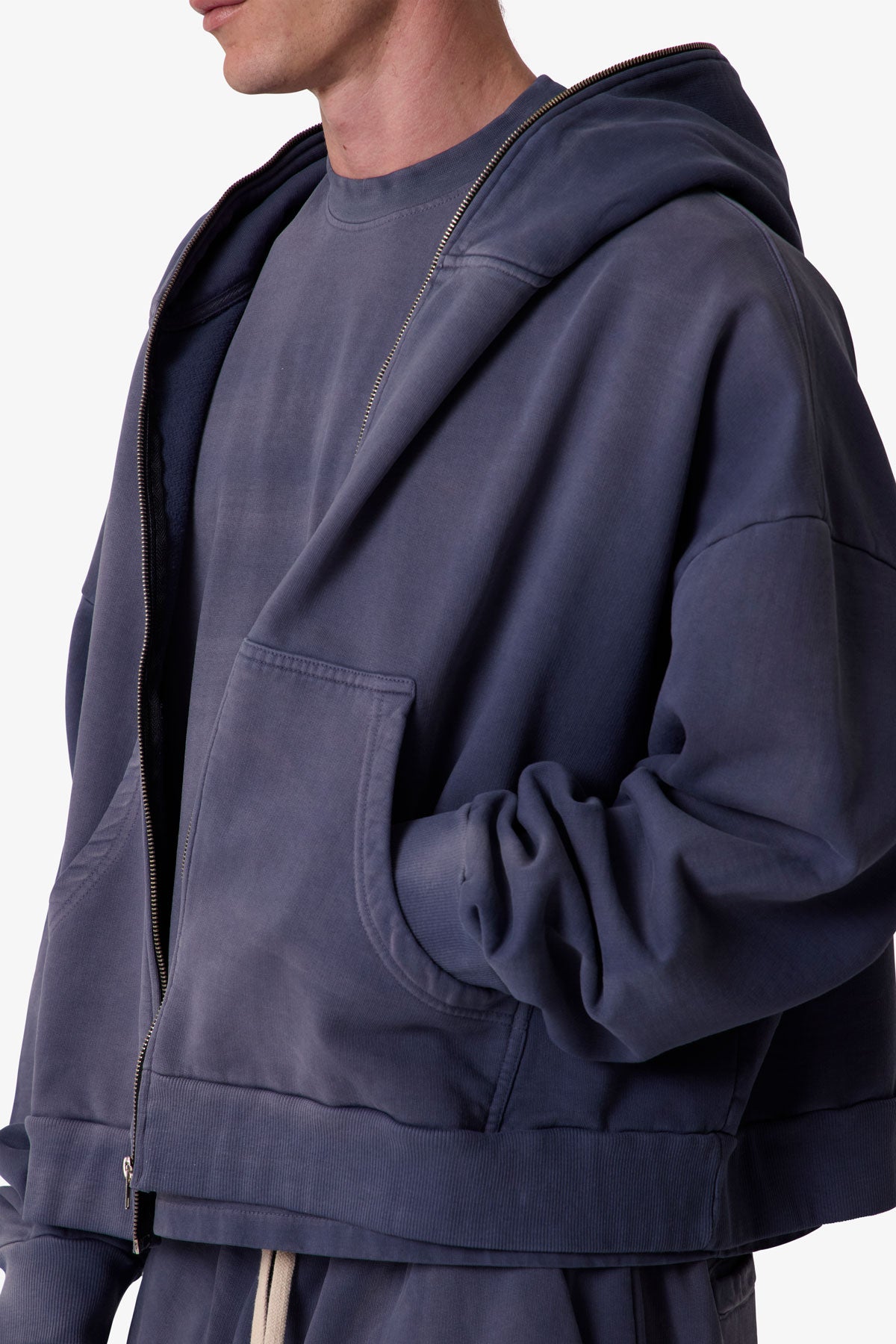 Full Zip Hoodie - Washed Navy