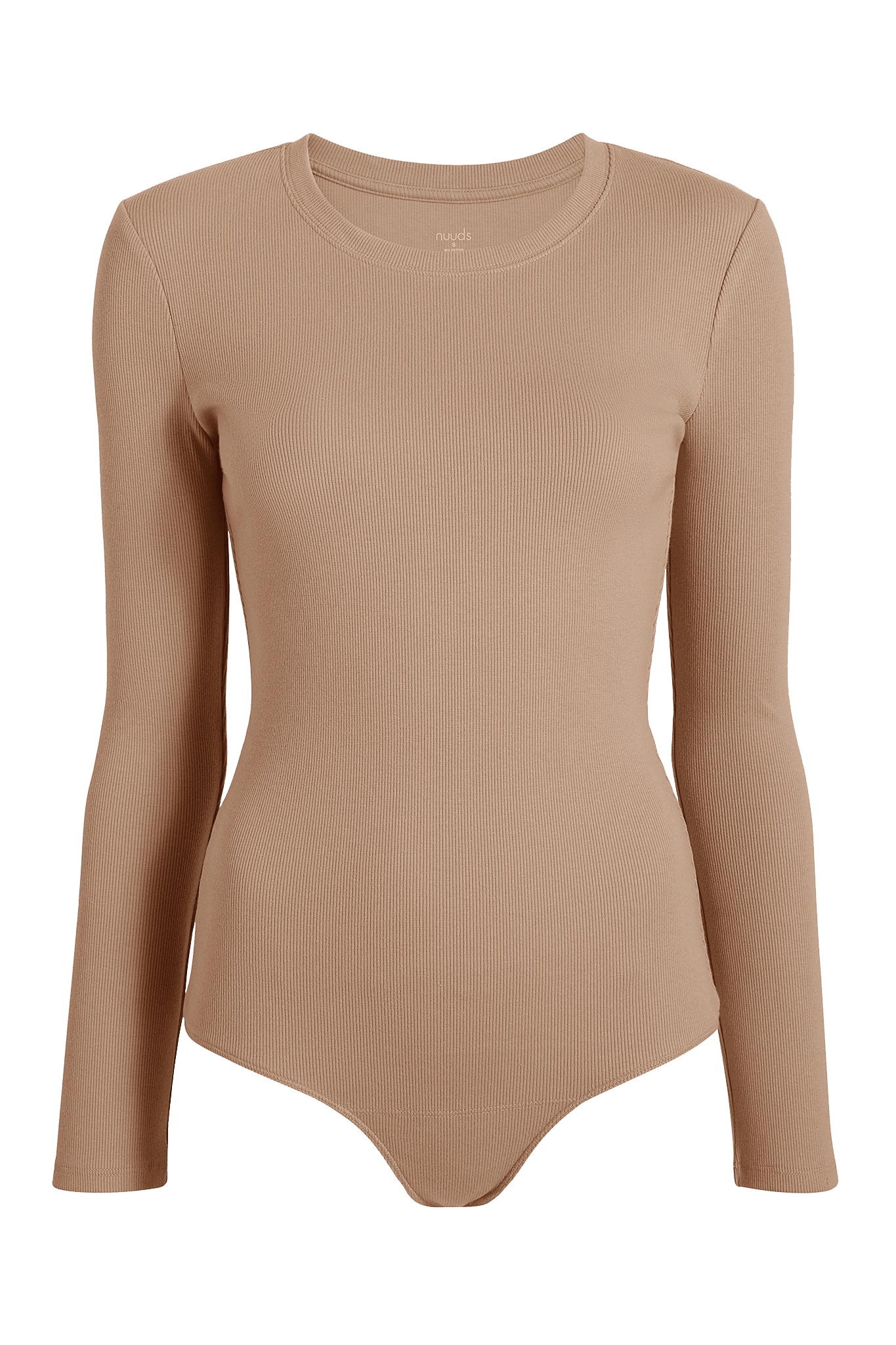 Long Sleeve Ribbed Crewneck Bodysuit | Sand
