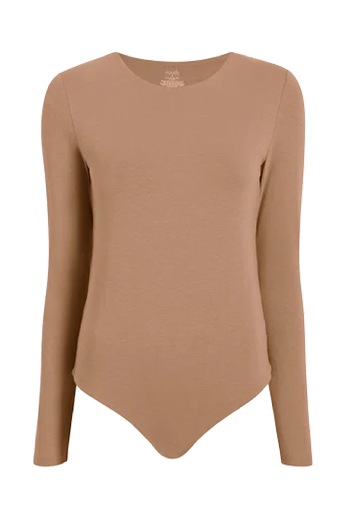 Cotton Stretch Long Sleeve Crewneck Bodysuit | Cinnamon