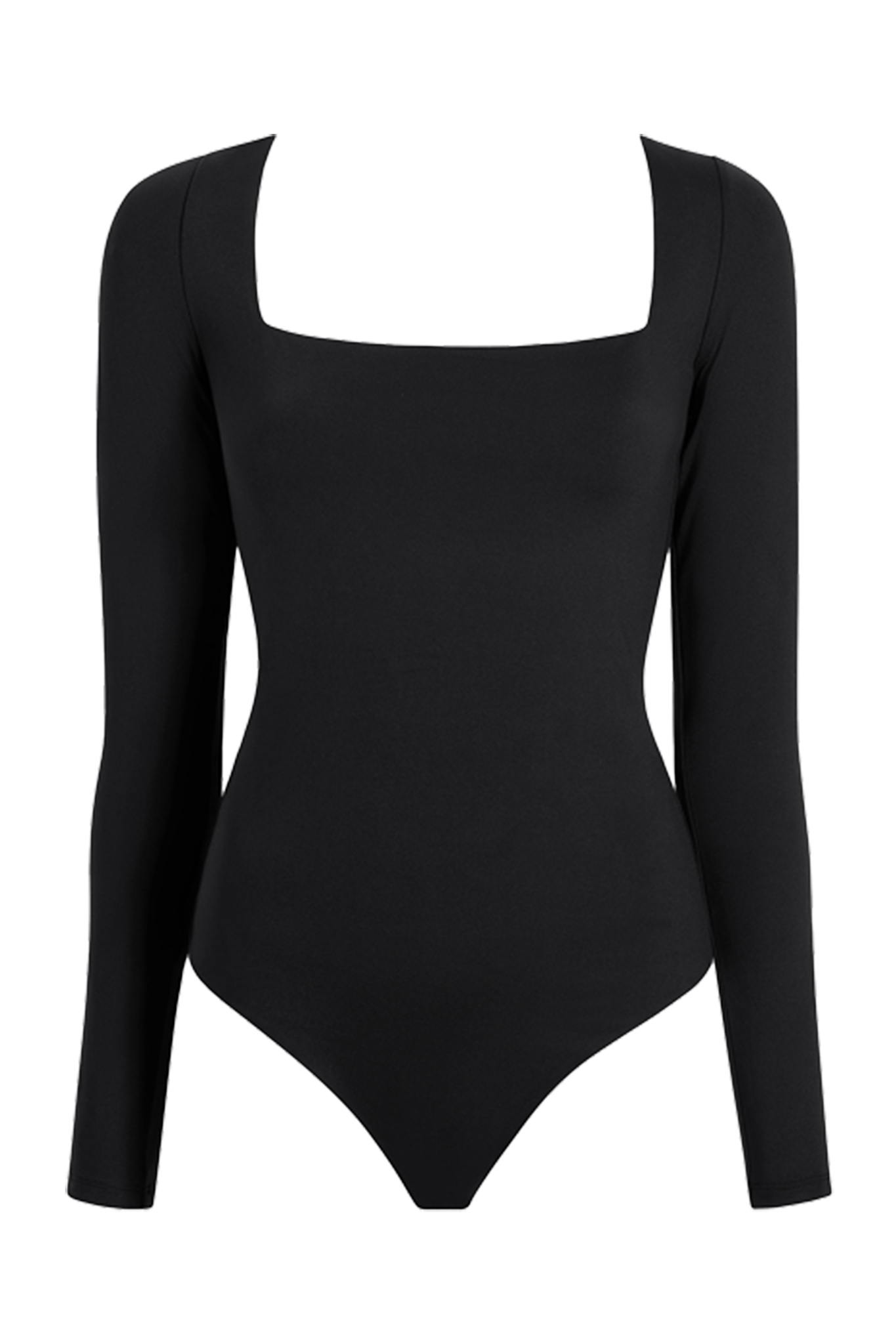 Long Sleeve Wide Square Neck Bodysuit | Black