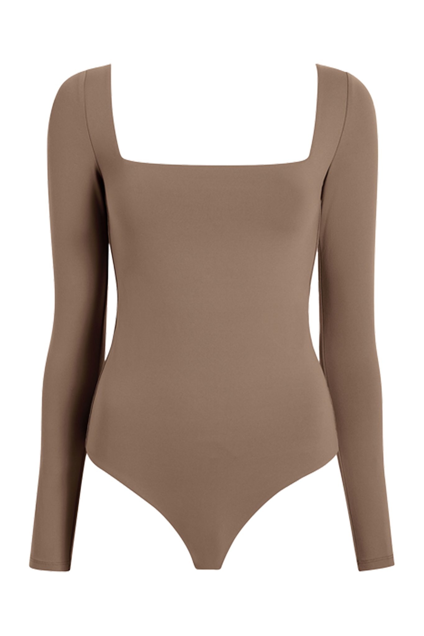 Long Sleeve Wide Square Neck Bodysuit | Mocha