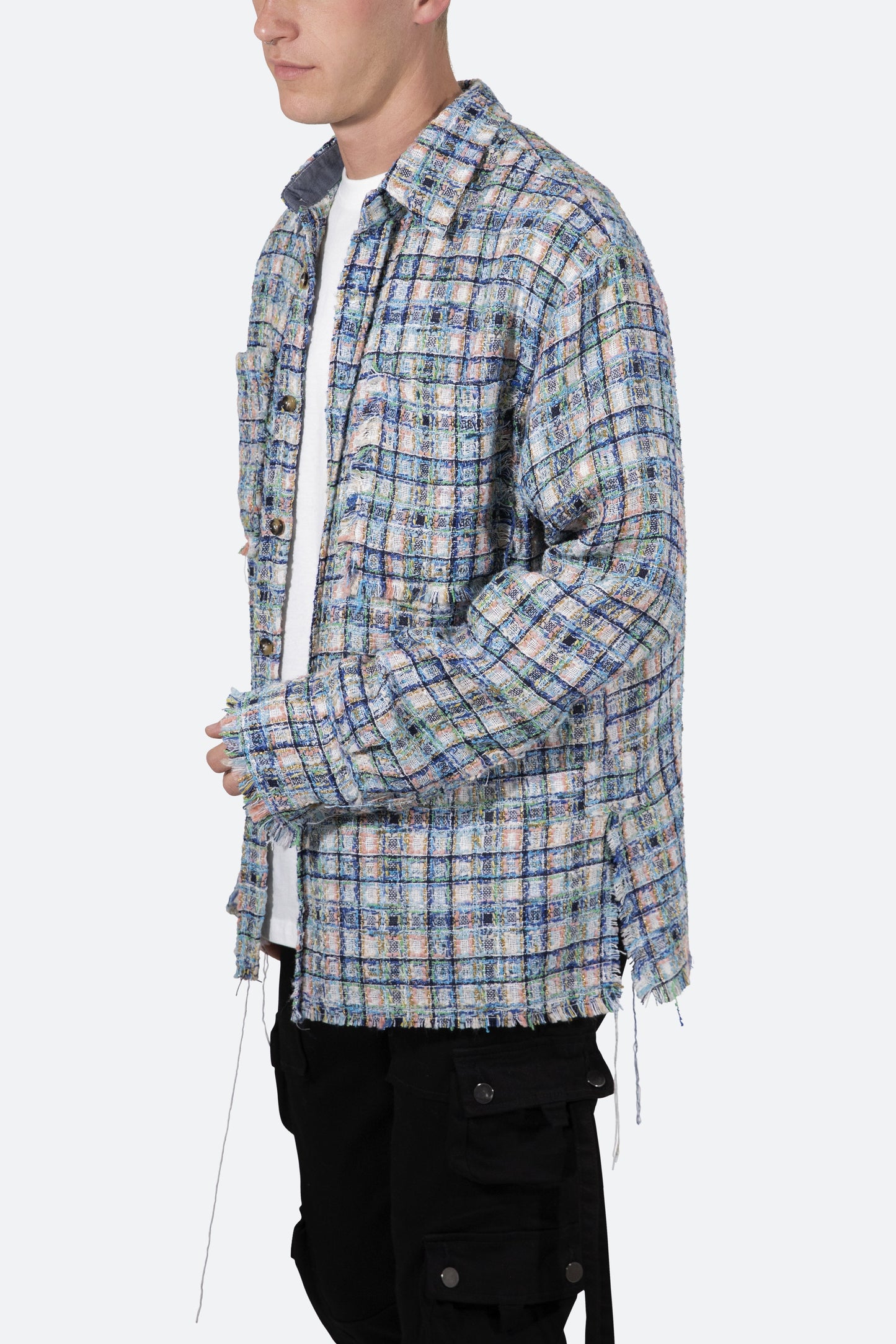 Heavyweight Raw Edge Flannel - Blue/White