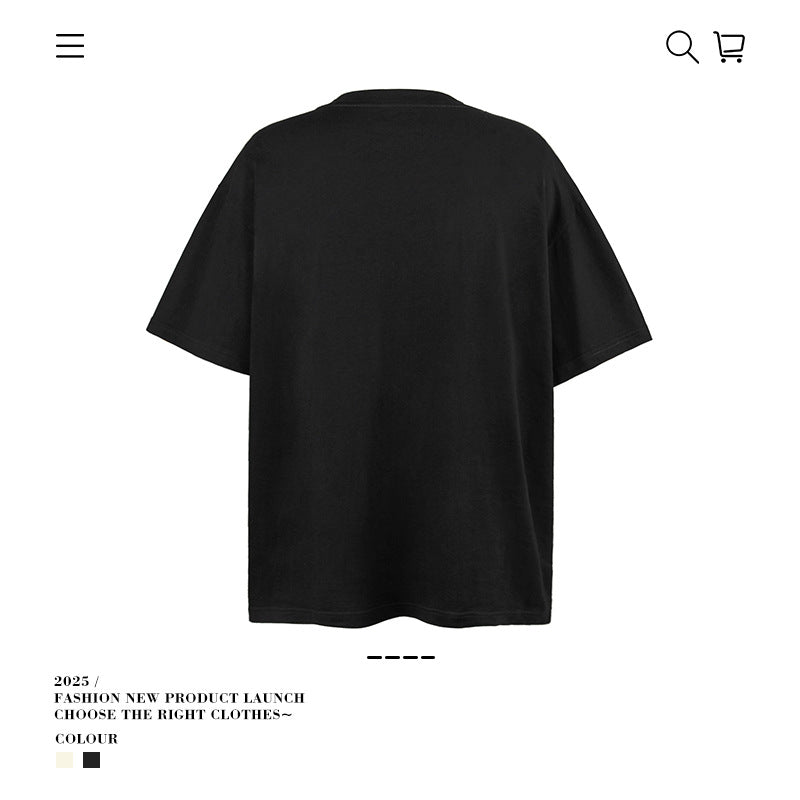 American vintage street T-shirt retro men's loose casual top