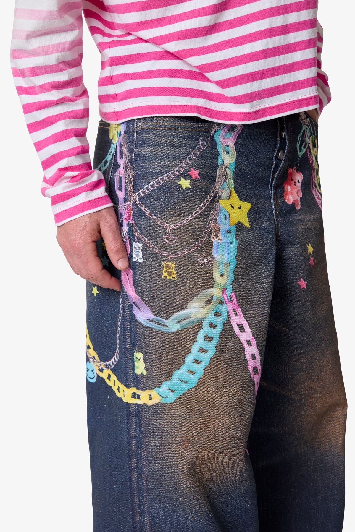 Rave Chain Printed Denim - Blue