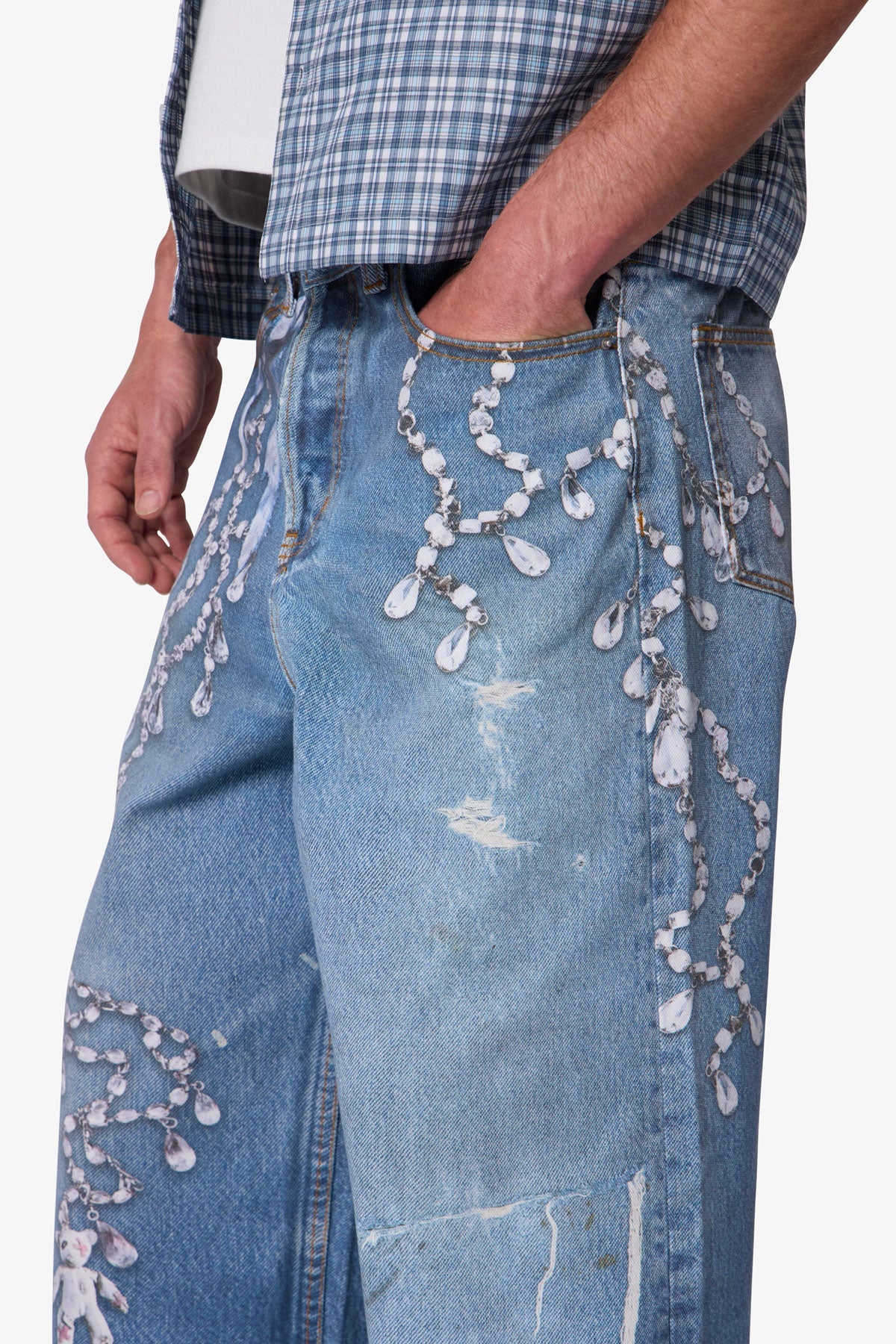 Rave Chain Printed Denim - Vintage Blue