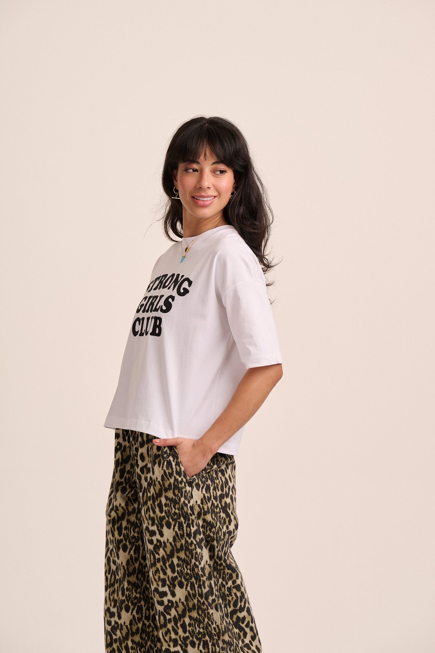 Strong Girls Club Relaxed Boxy TShirt - White & Black