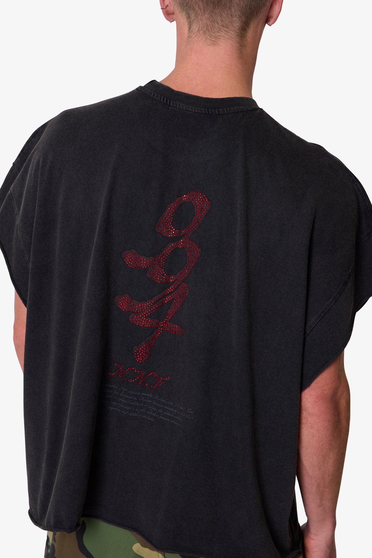 Skull Cut Off Tee - Washed Black
