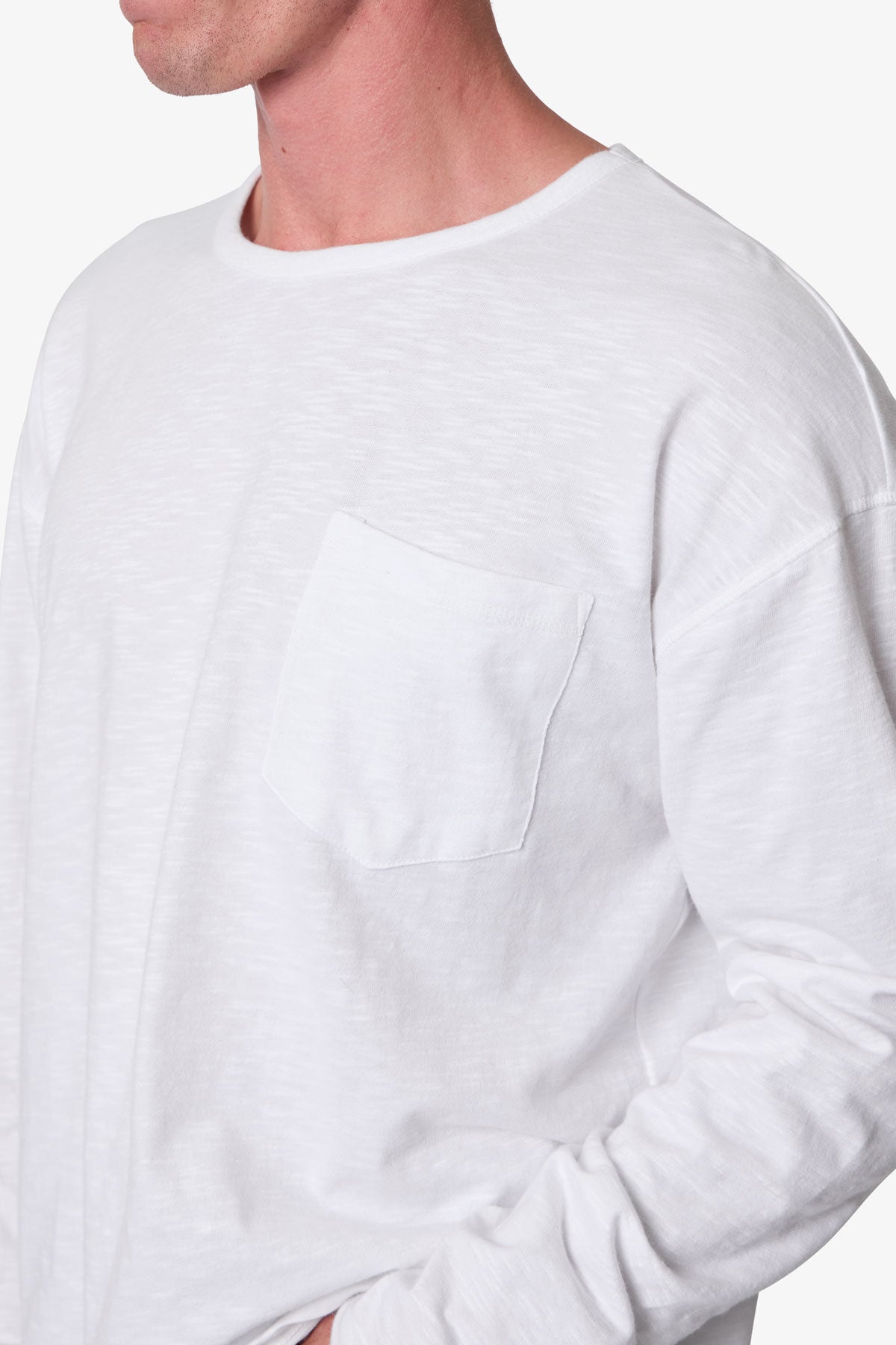 Slouchy Pocket L/S Tee - White
