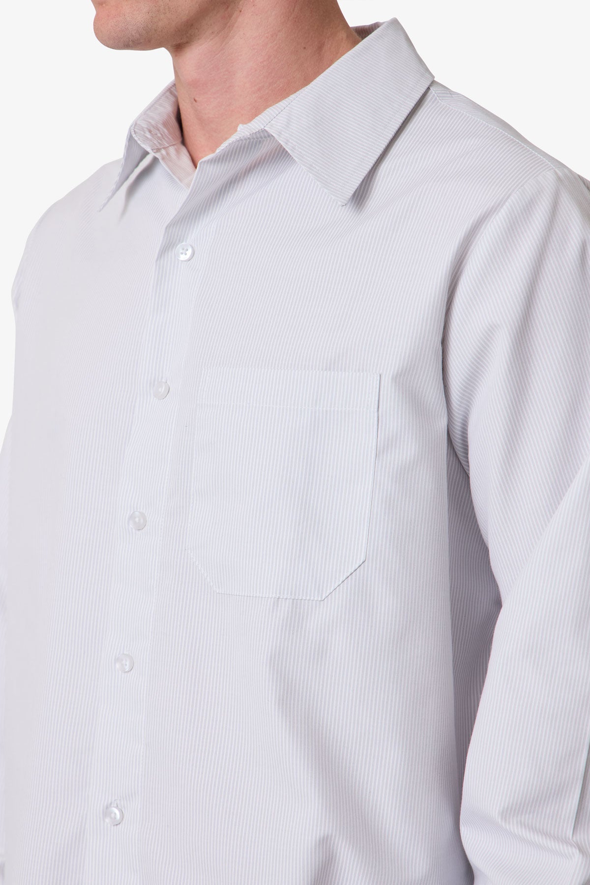 Striped L/S Button Up Shirt - Grey/White