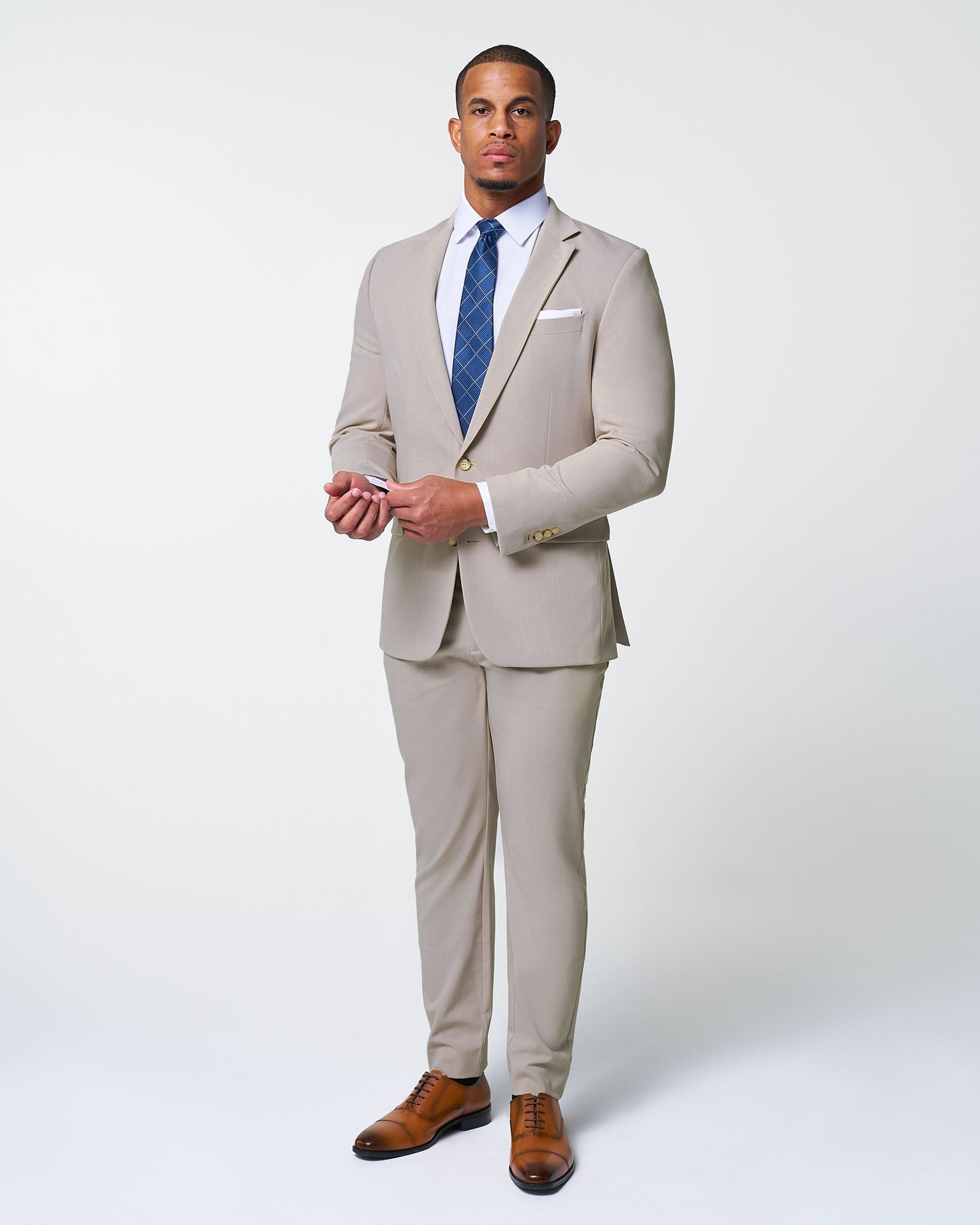 Athletic Fit Stretch Suit - Heathered Stone