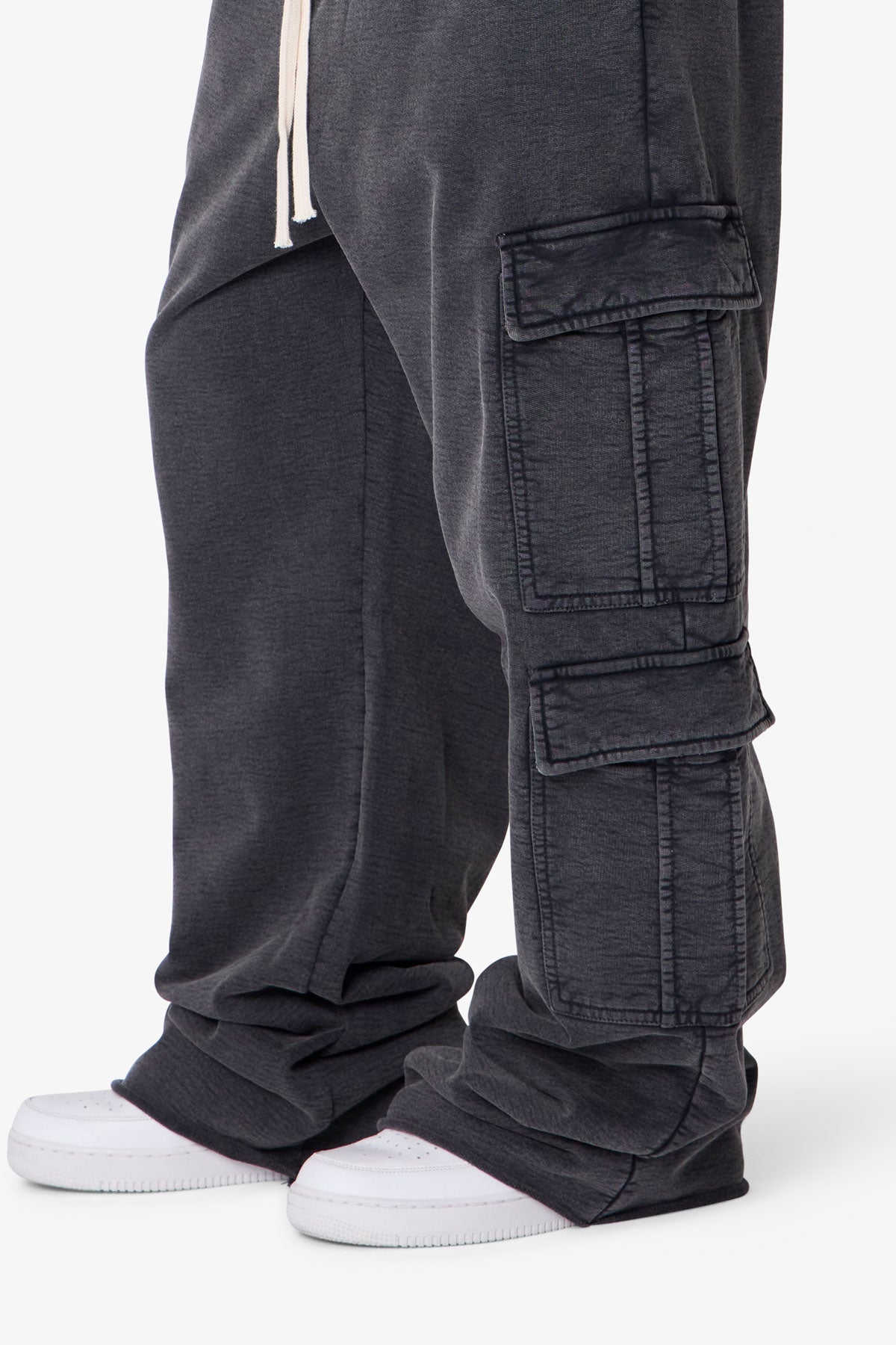 Ultra Baggy Cargo Sweatpants - Washed Black