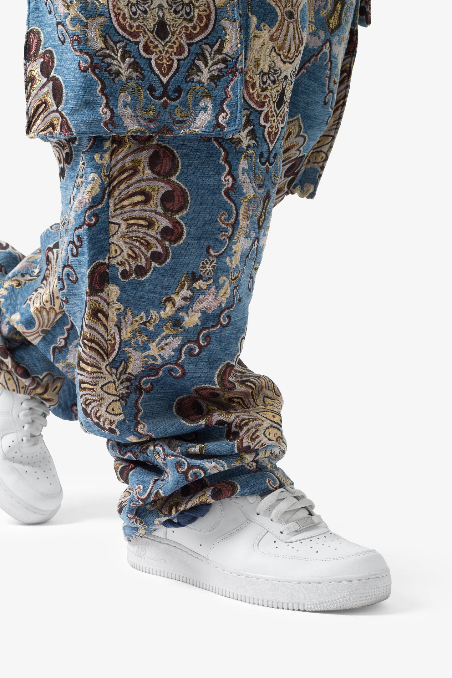 Ultra Baggy Jacquard Floral Cargo Pants - Multi Floral