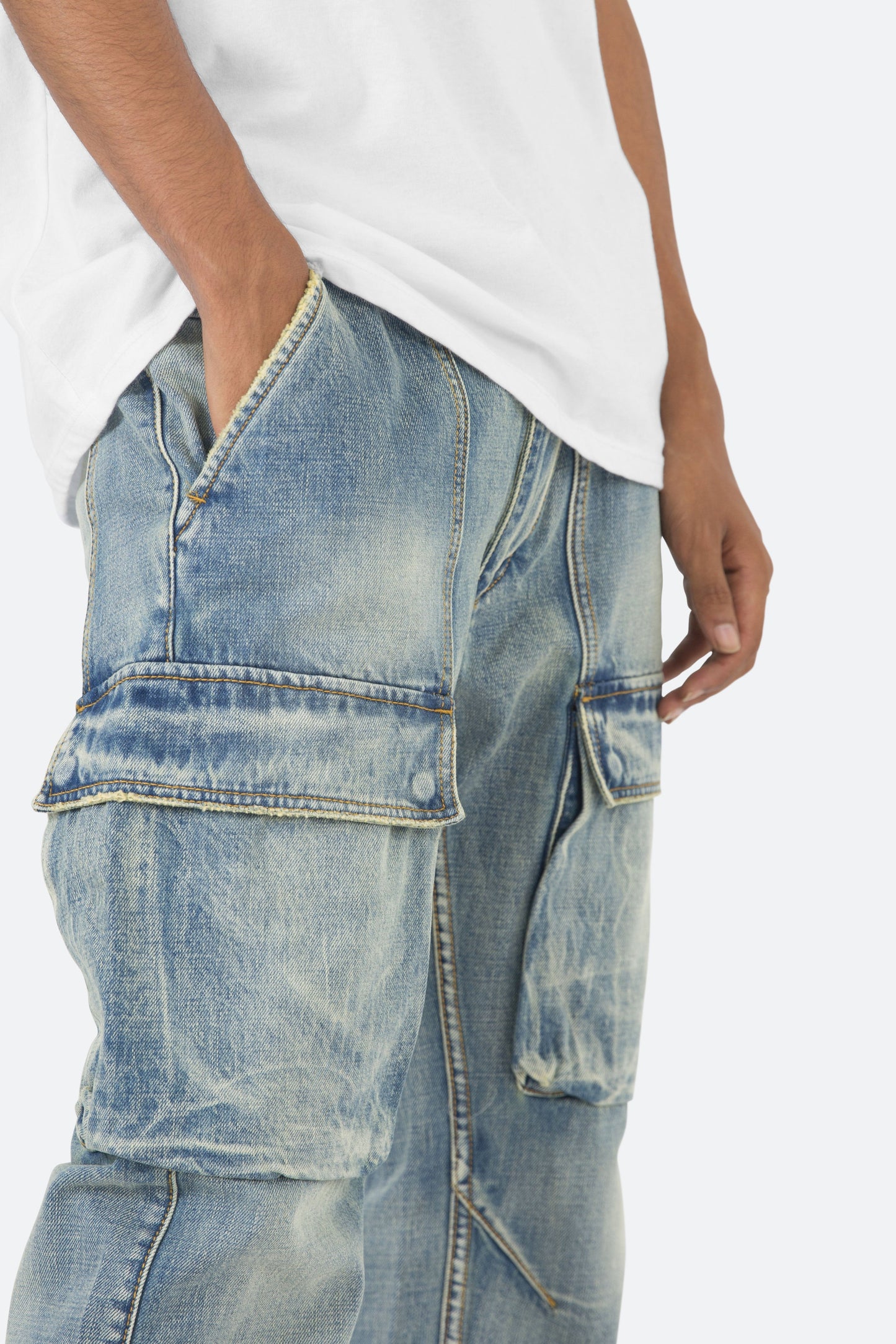 V216 Cargo Baggy Denim - Vintage Blue