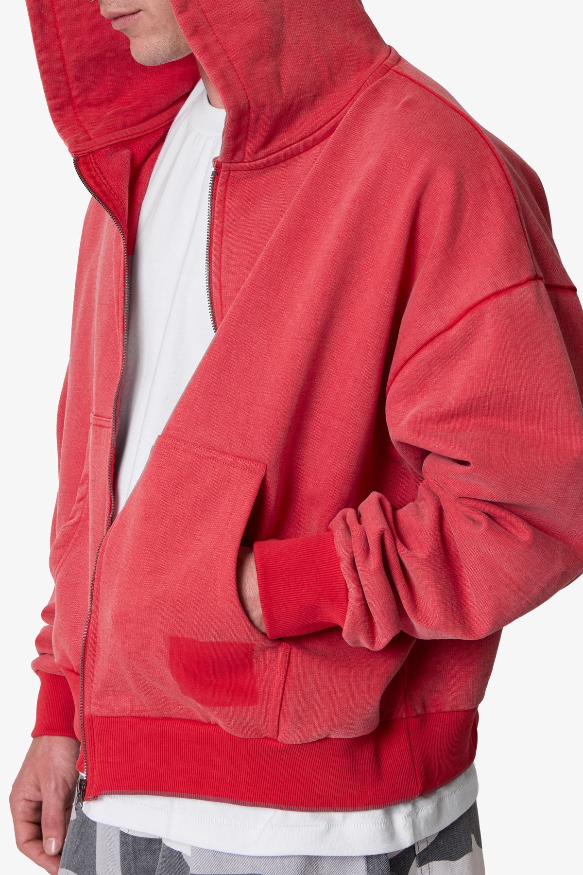 Vintage Zip Up Hoodie - Washed Red