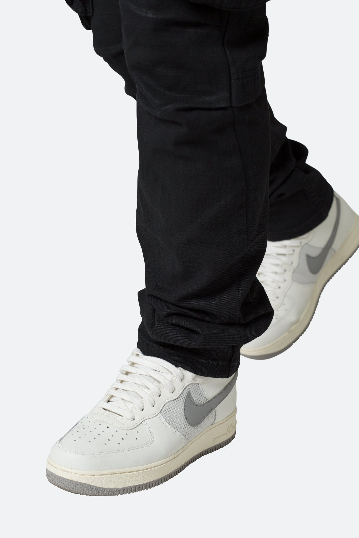 Waxed Denim Cargo Pants - Black