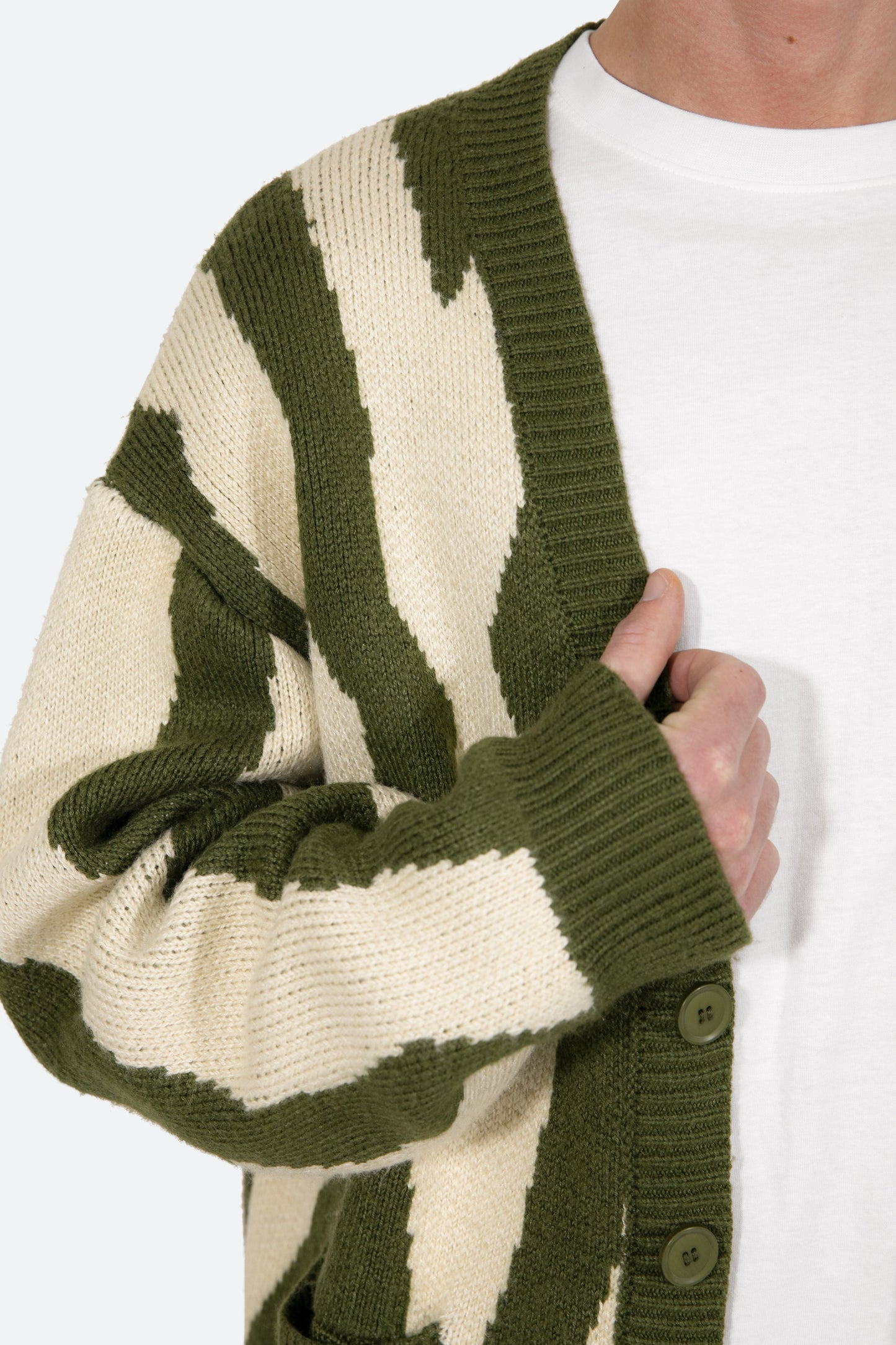 Zebra Cardigan - Green/White