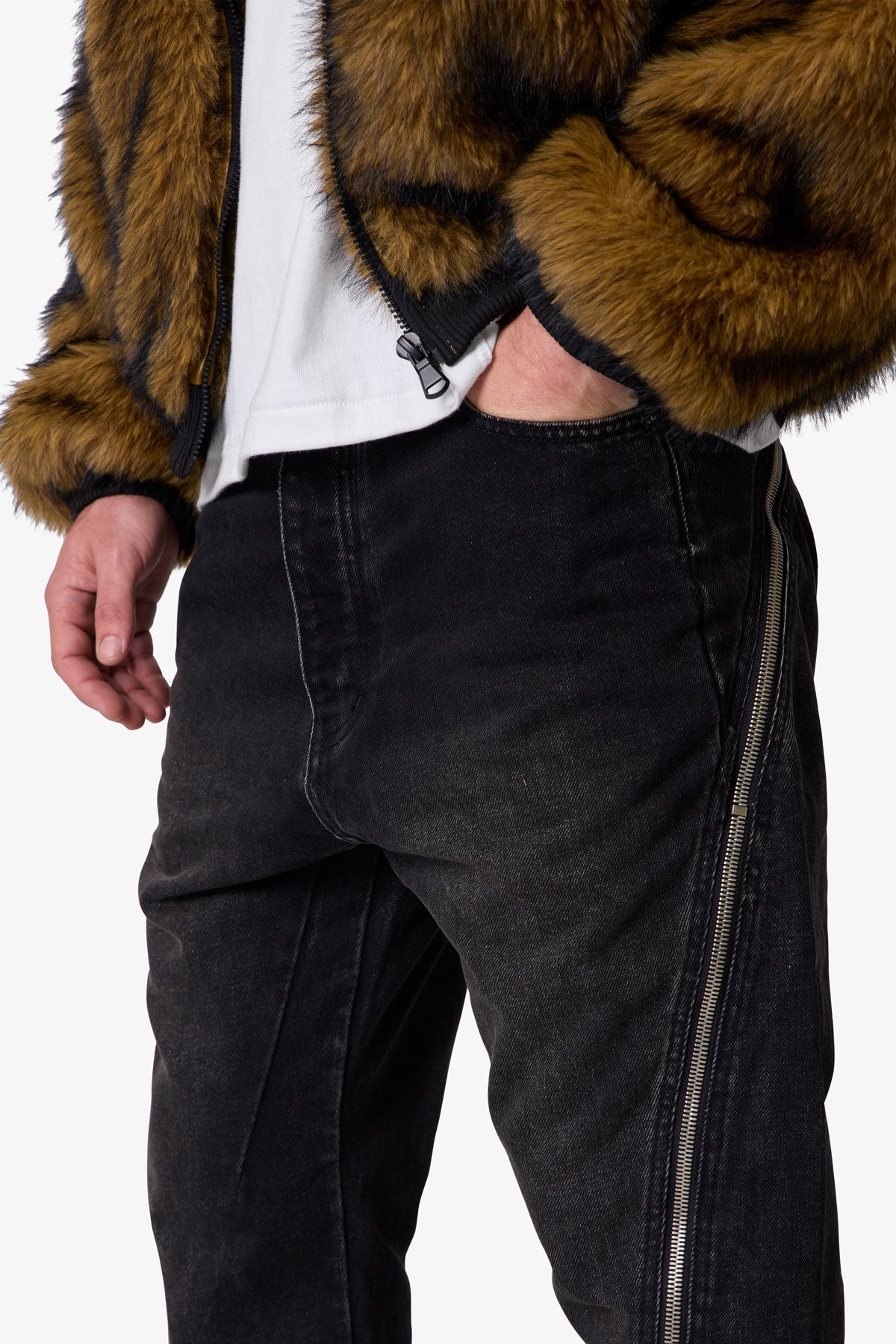 Zipper Extra Flare Denim - Vintage Black