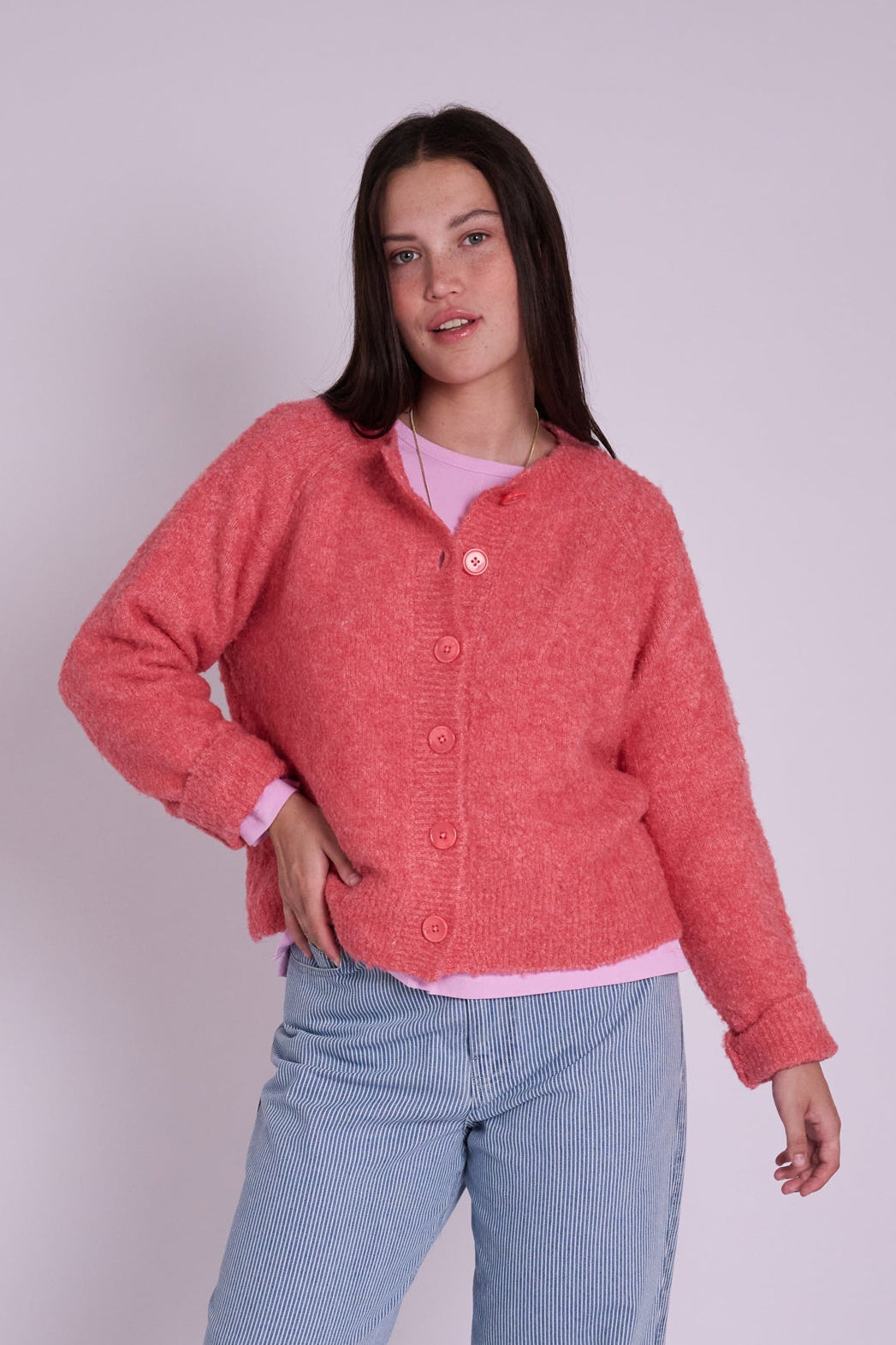 Clara Boucle Cardigan - Watermelon