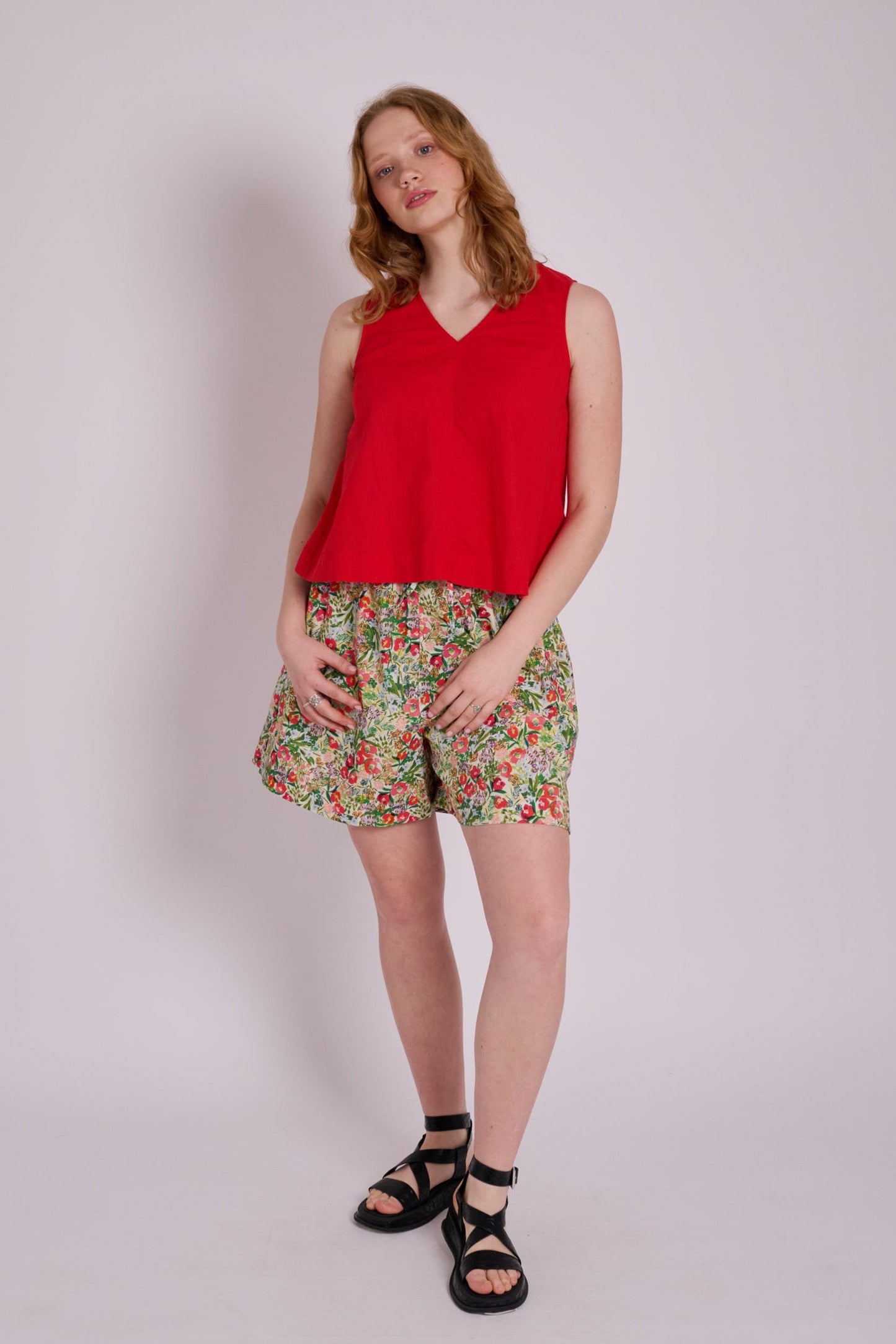 Marcy Linen Top - Red