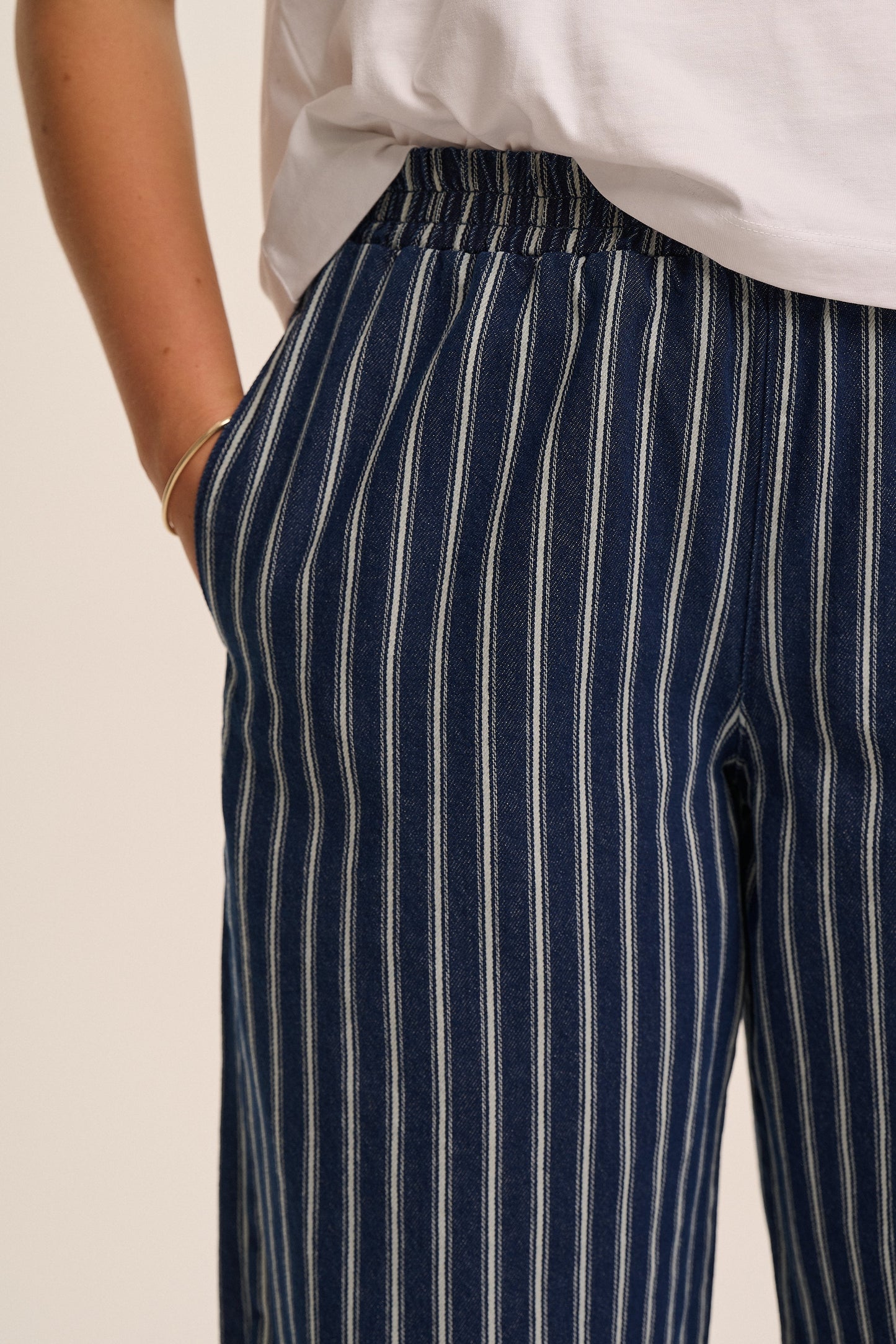 Ottie Denim Trousers - Mid Wash Stripe