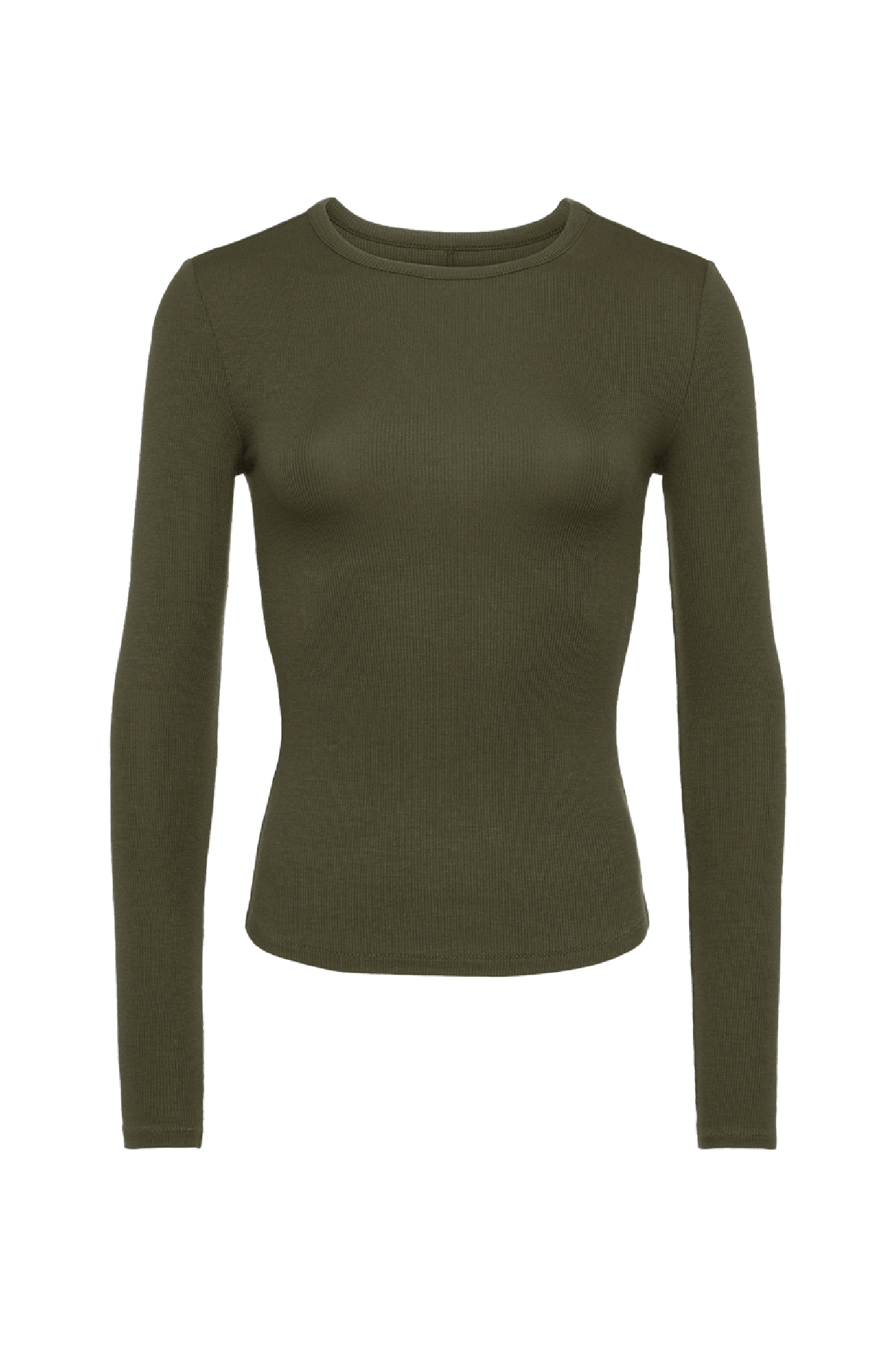 Slinky Rib Long Sleeve Shirt | Darkest Olive
