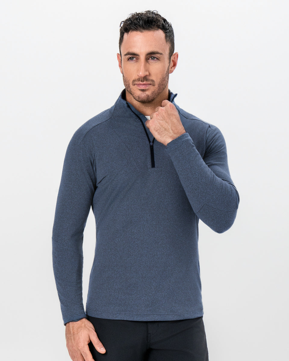 Brushed Quarter Zip - Heathered Navy
