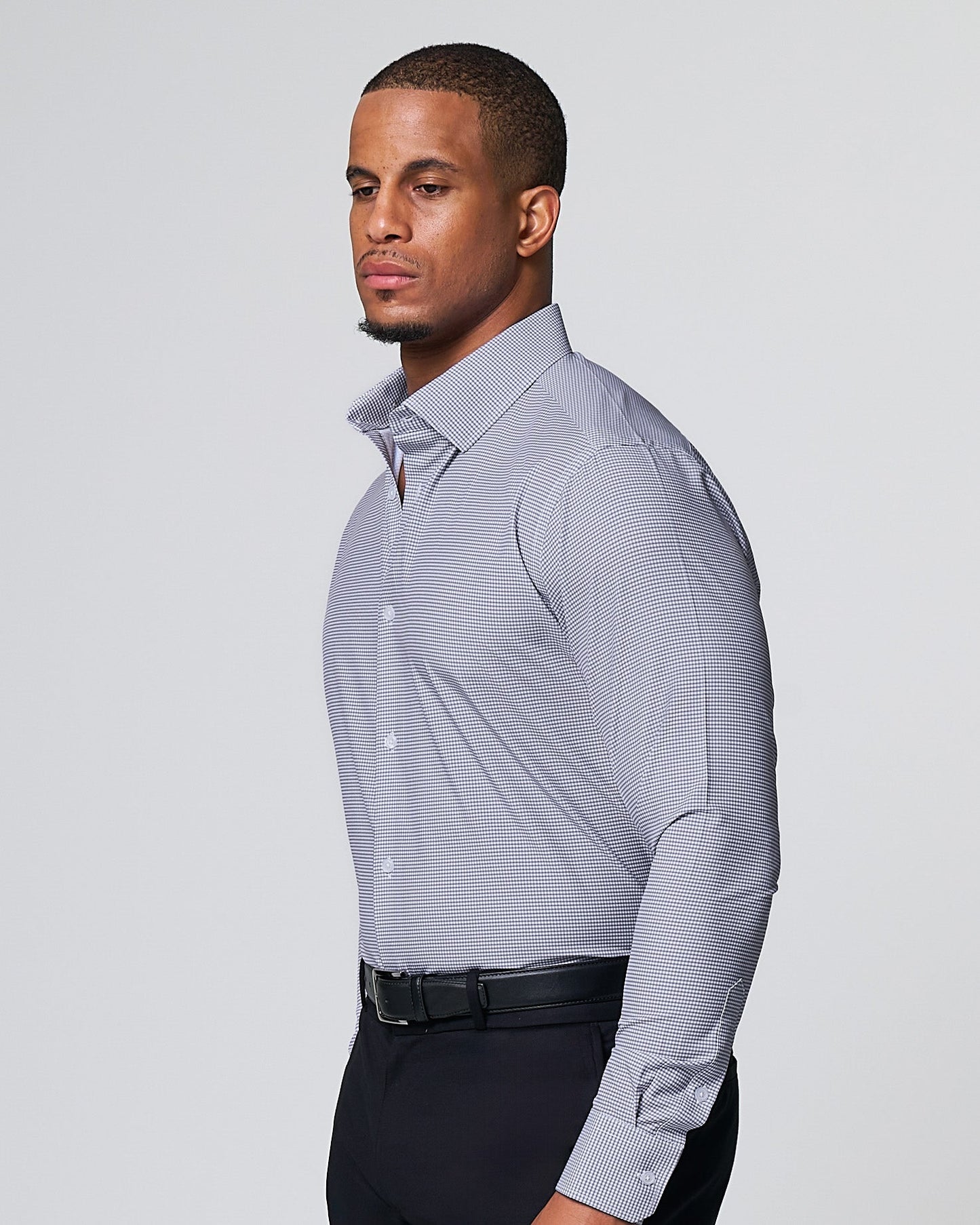 "The Heath" Slate Grey & Purple Mini Gingham