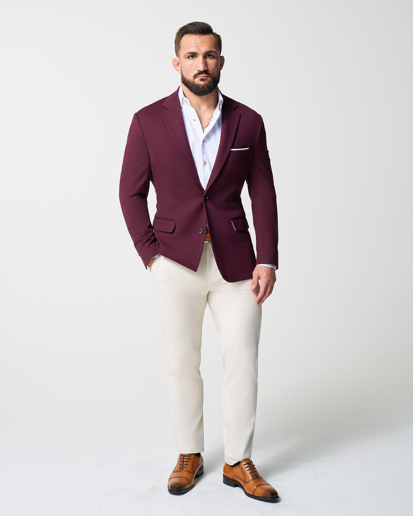 Athletic Fit Stretch Suit - Solid Plum