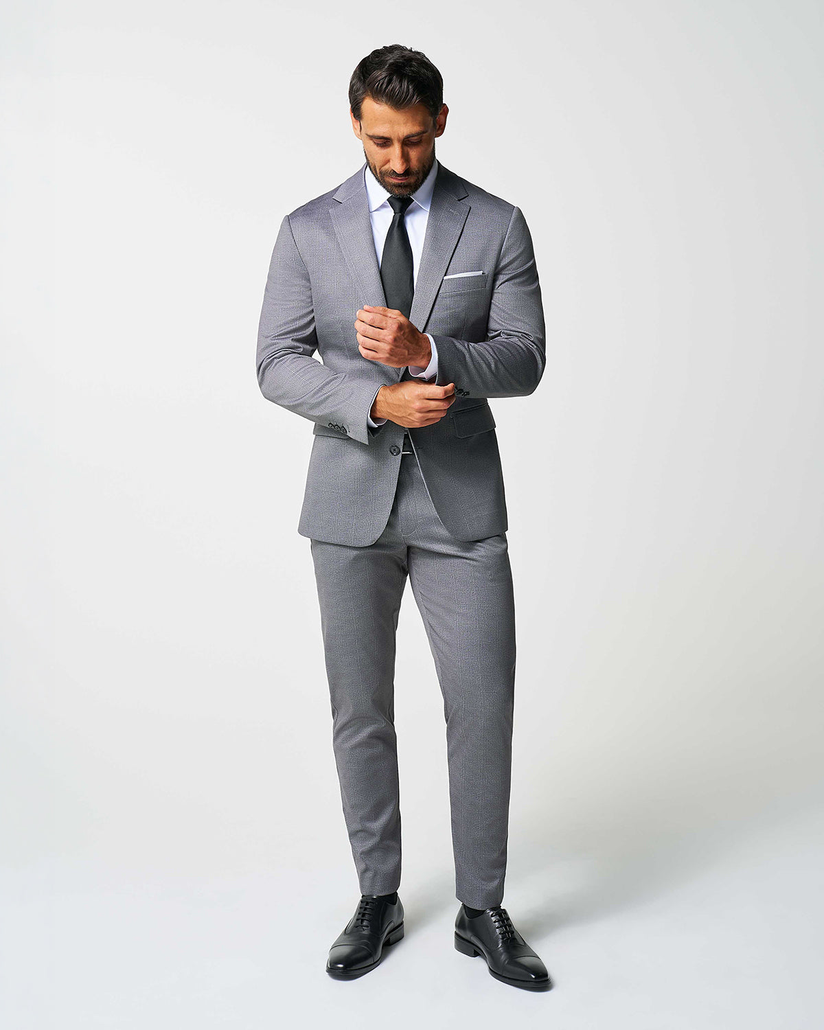 Athletic Fit Stretch Blazer - Shadow Grey Plaid