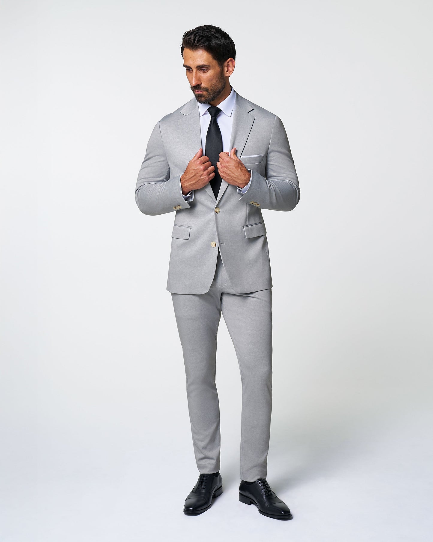 Athletic Fit Stretch Suit - Solid Light Grey