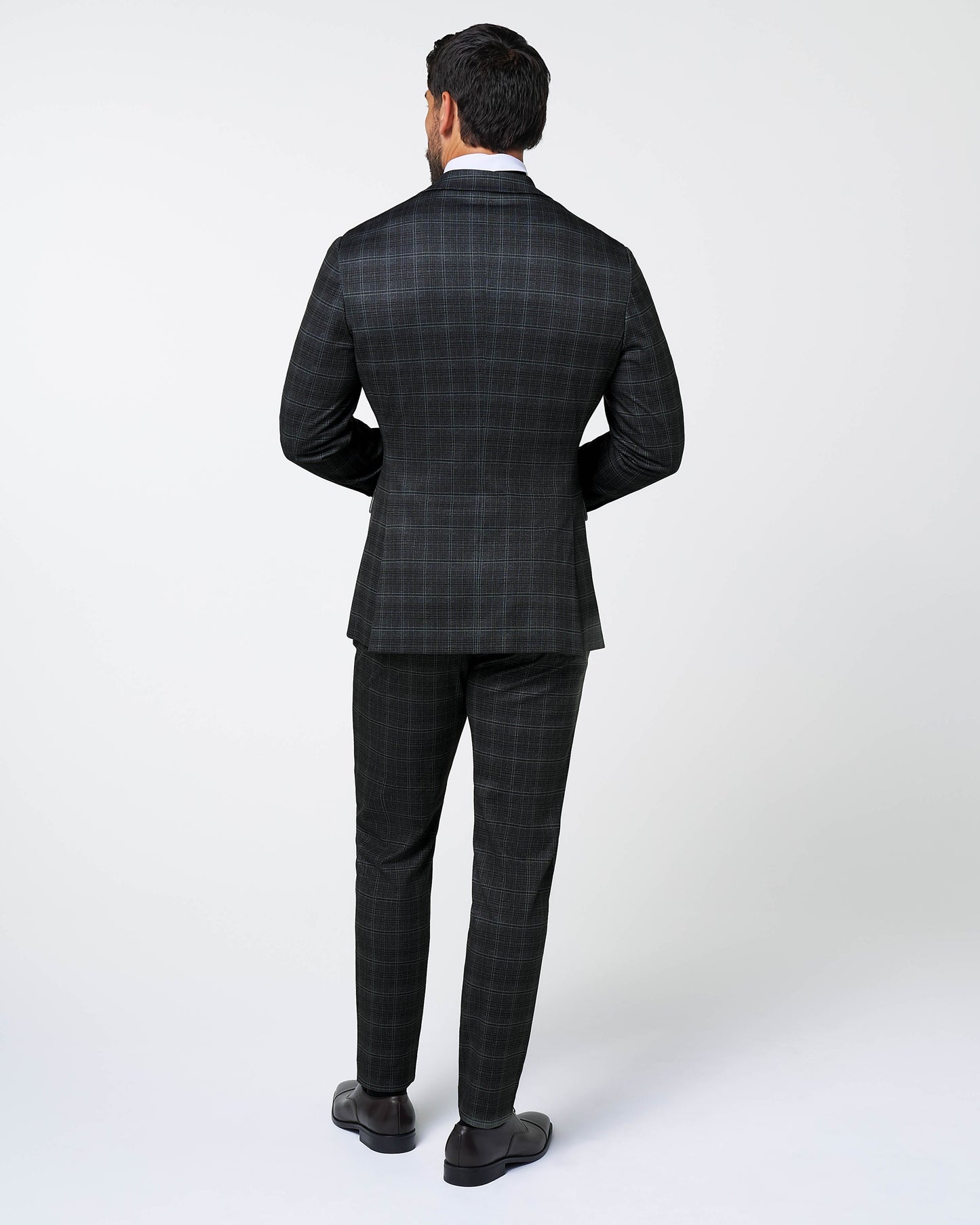 Athletic Fit Stretch Suit - Stone Grey Plaid