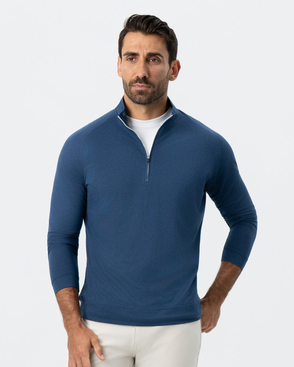 Tech Quarter Zip - Heathered Navy
