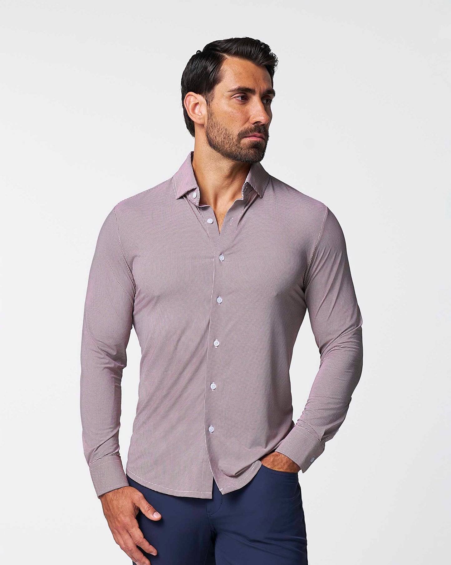 "The Colt" Sport Shirt - Deep Purple Microcheck