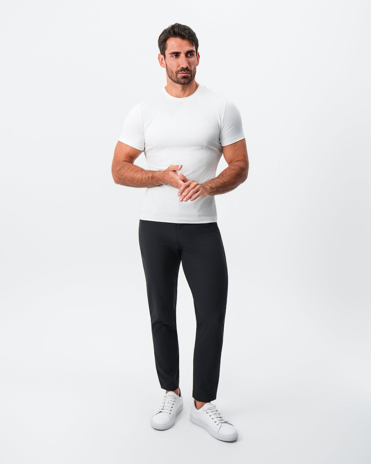 Brushed Mid-Weight Short Sleeve Crewneck - White