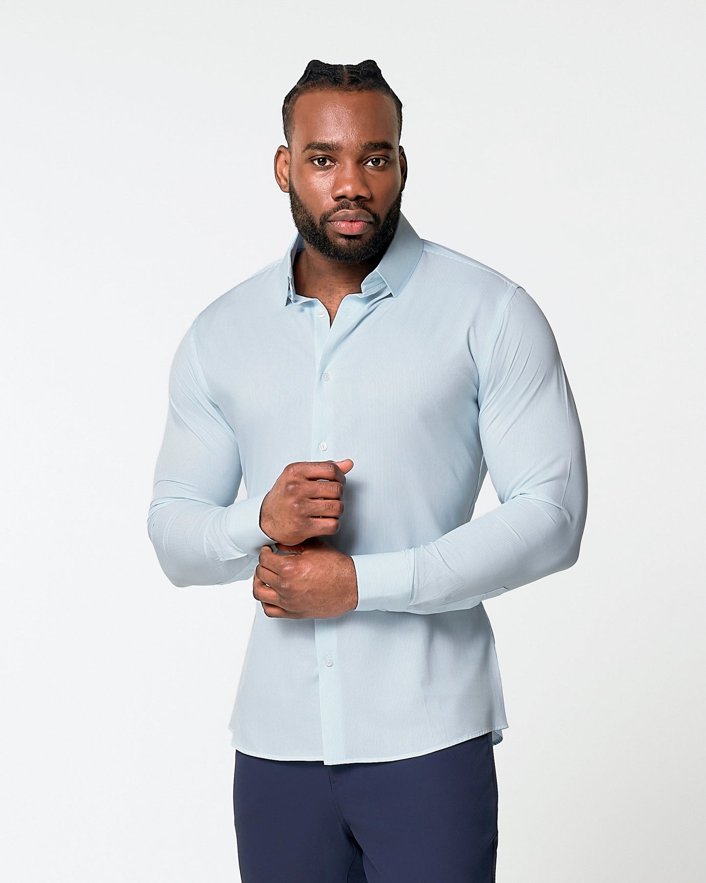 "The Belmont" Light Blue Pinstripe - Classic Fit