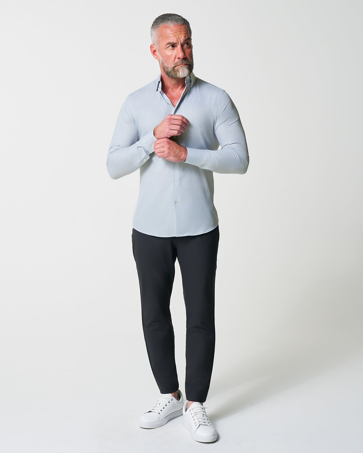 "The Robby" Grey & White Herringbone