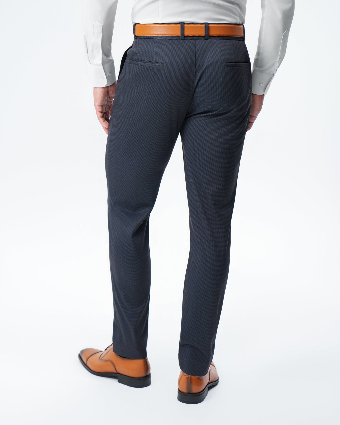 Athletic Fit Stretch Suit Pants - Navy & Black Mini Houndstooth