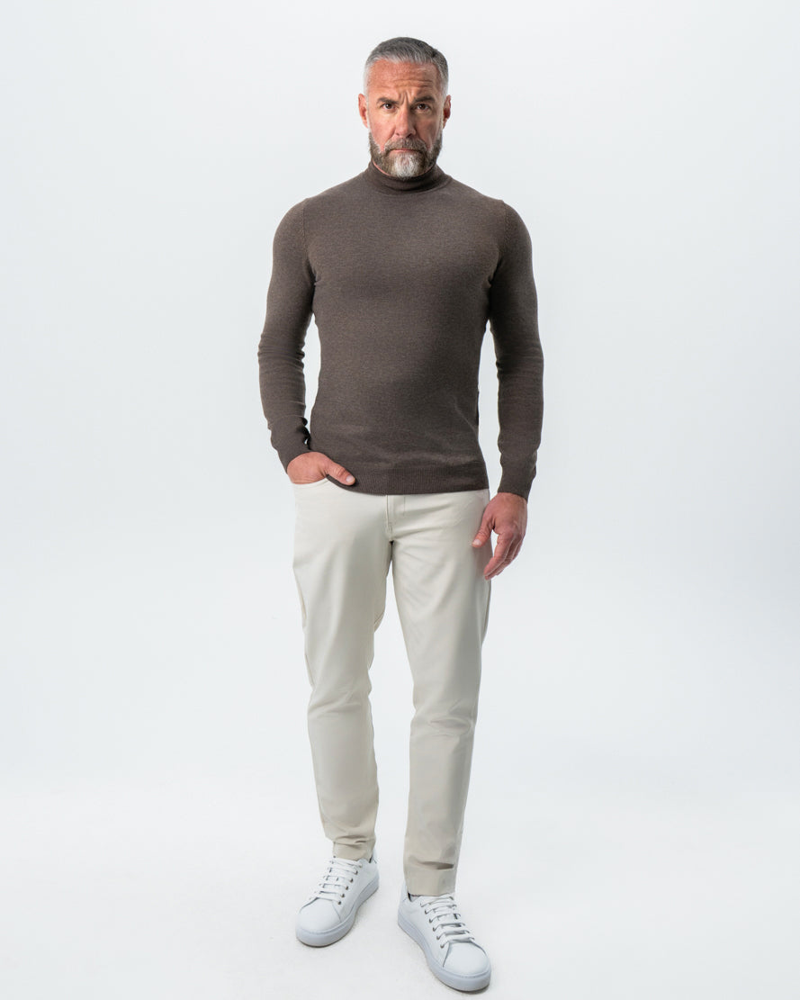 Mid-Weight Wool Turtleneck - Brown