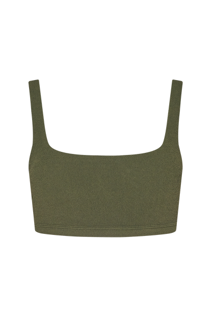 Square Neck Bikini Top | Crispy Darkest Olive