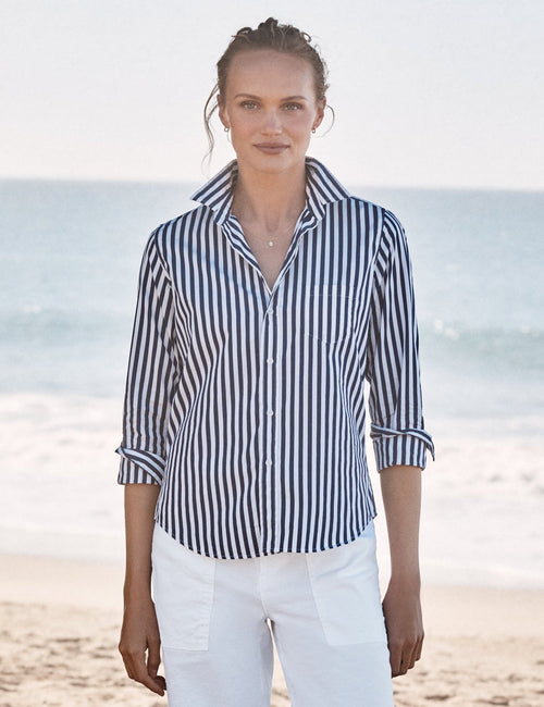 BARRY Navy and White Stripe, Italian Superluxe
