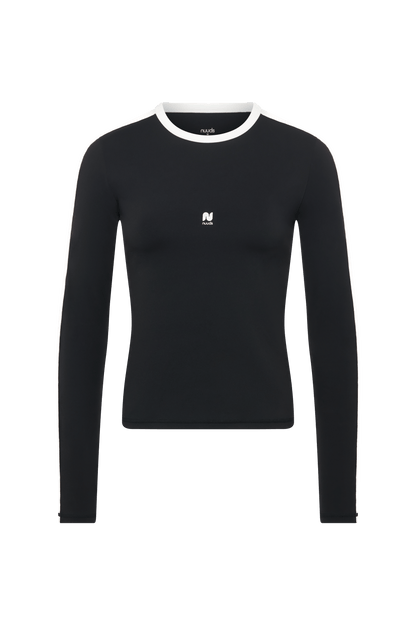 Motion Contrast Long Sleeve Top | Black