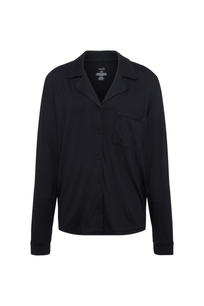 Long Sleeve Button-Up Pajama Shirt | Black