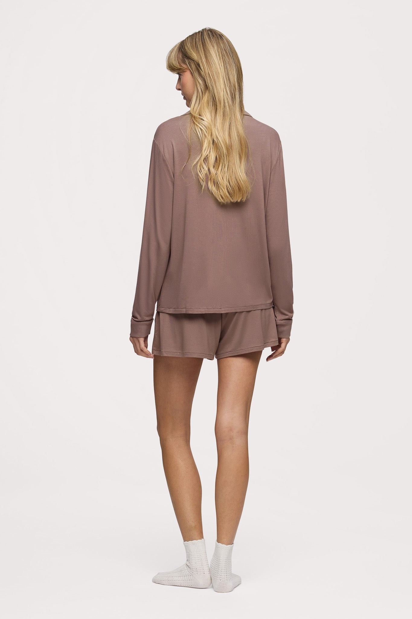 Long Sleeve Button-Up Pajama Shirt | Cocoa