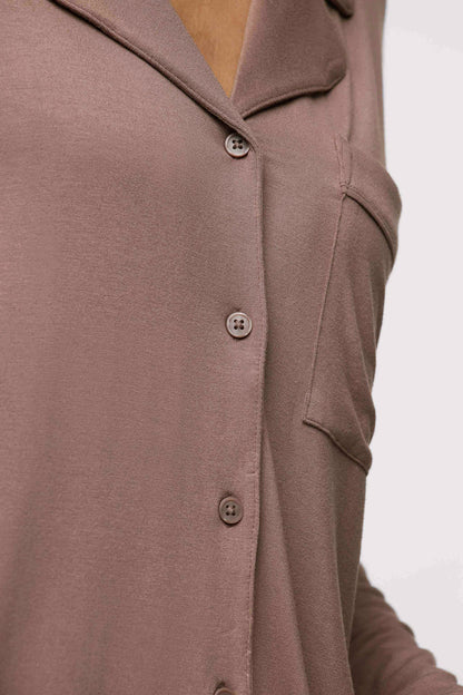 Long Sleeve Button-Up Pajama Shirt | Cocoa