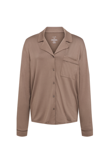 Long Sleeve Button-Up Pajama Shirt | Cocoa