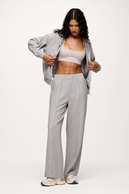 Performance Waffle Wide Leg Pant | Heather Grey